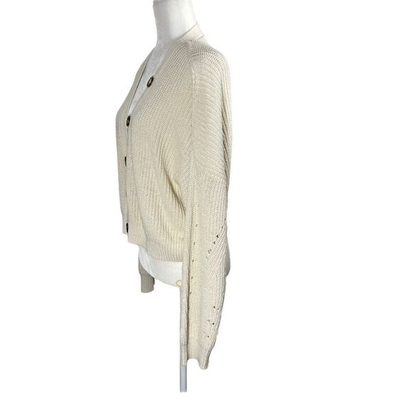 Line & Dot Scarlett Pointelle Cardigan Cream Sweater Women's Large - Picture 10 of 15